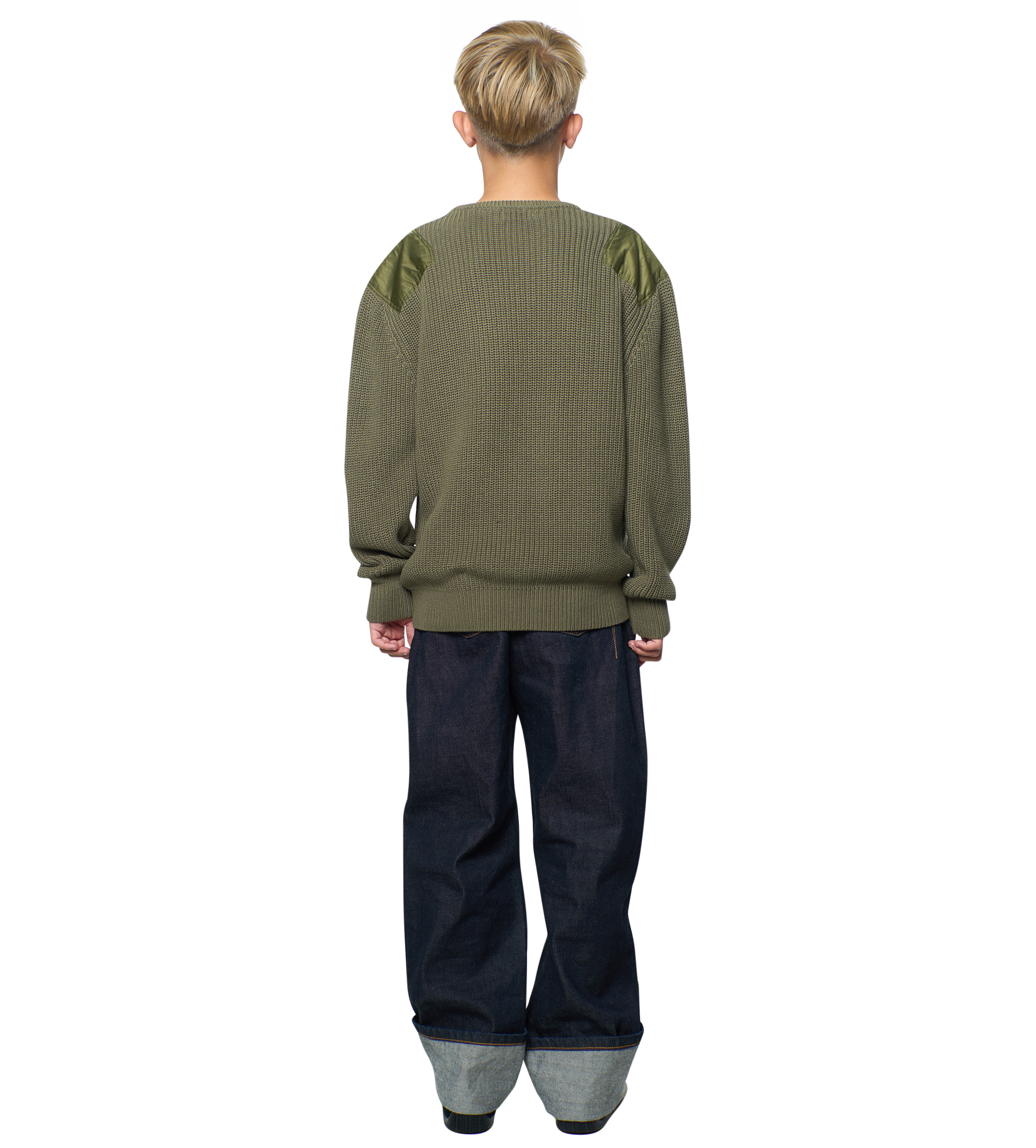 Logo Knitted Crewneck Nylon Moss Green