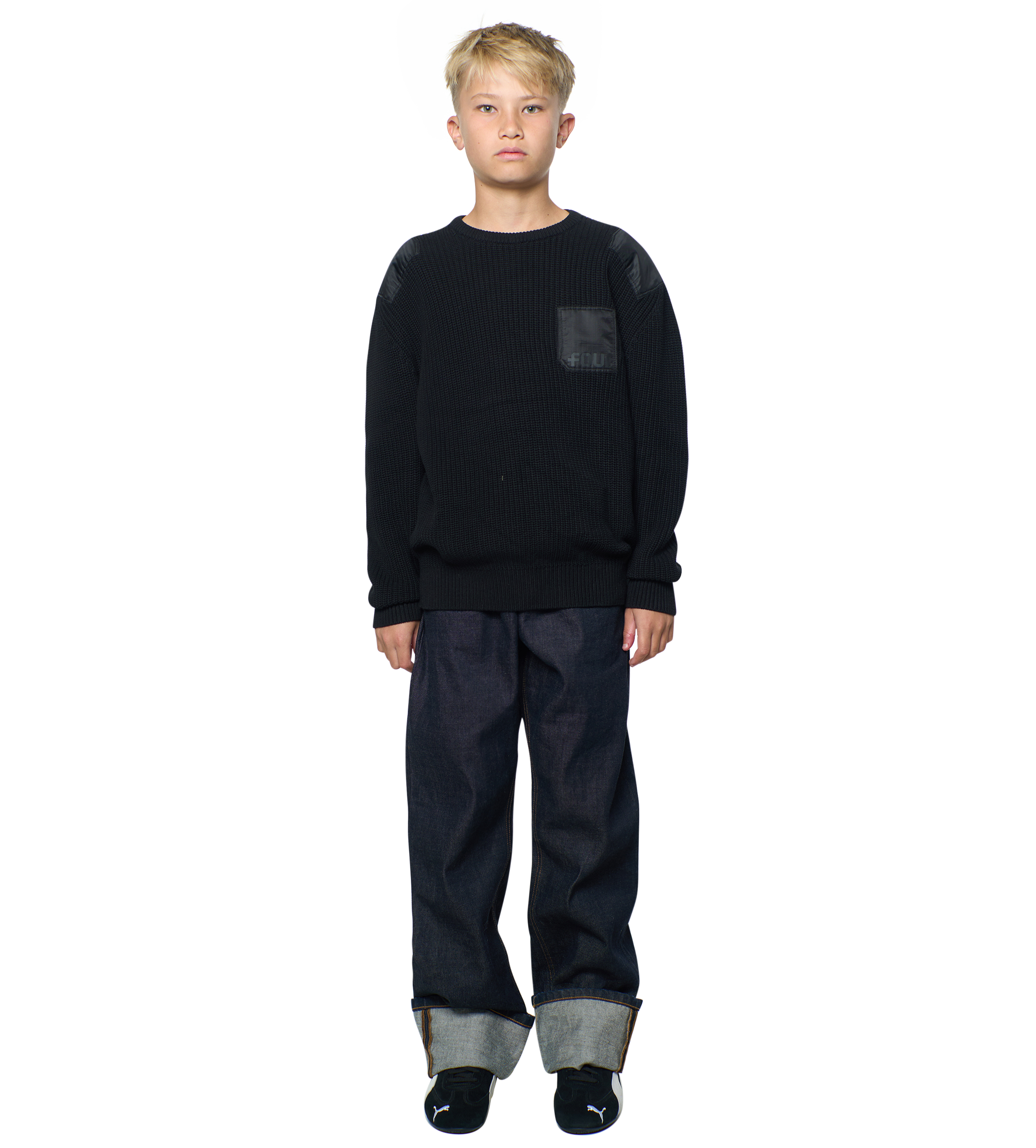 Logo Knitted Crewneck Nylon Black