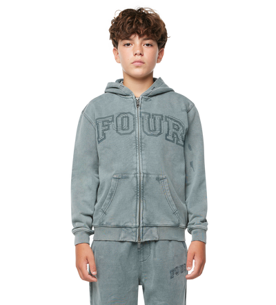 Arch Zip Up Hoodie Washed Grijs