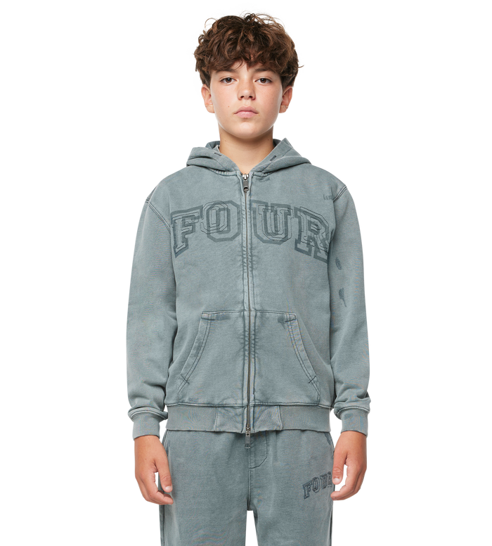 Arch Zip Up Hoodie Washed Grijs