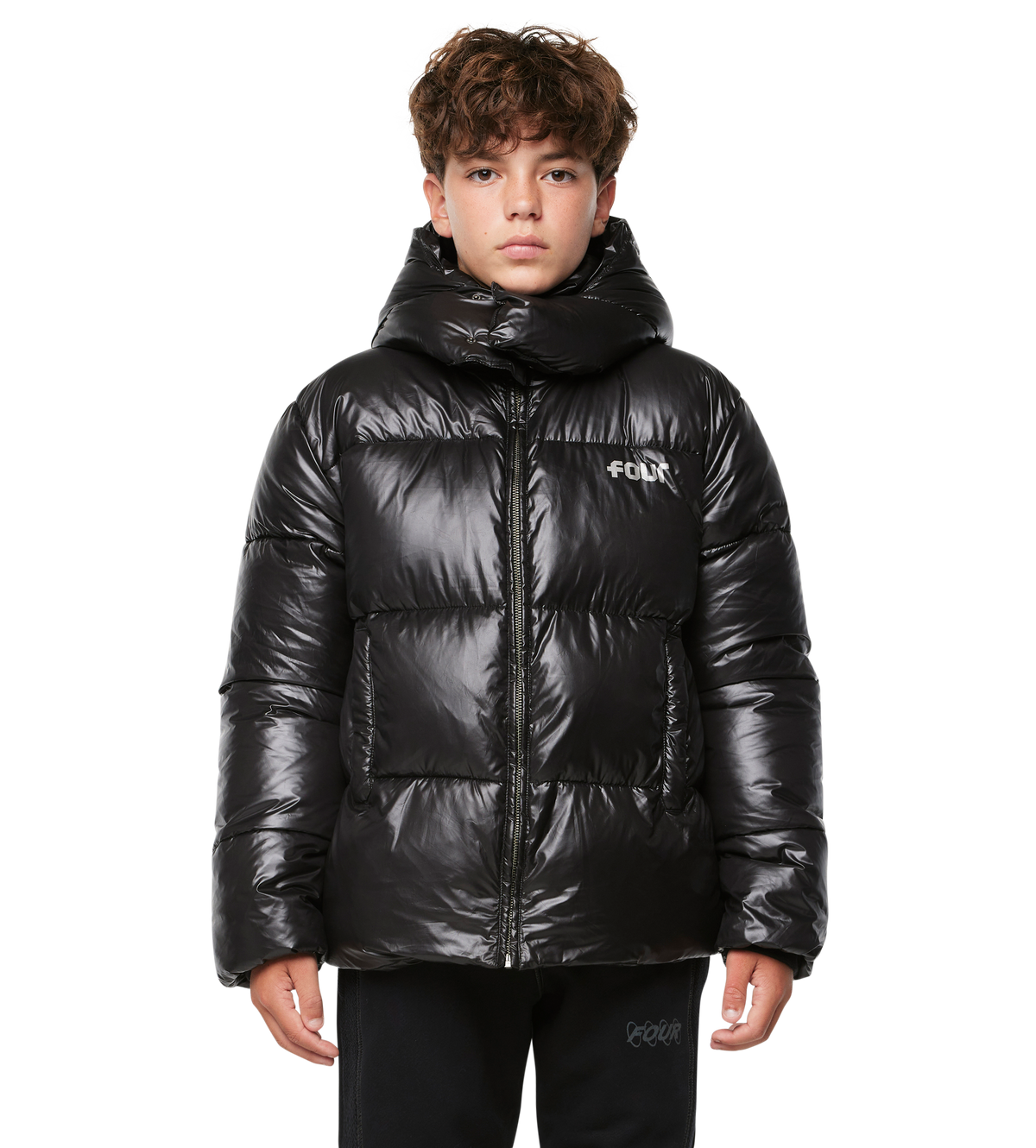 Logo Long Puffer Jacket Black