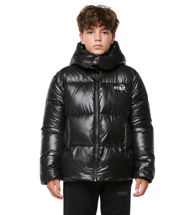Logo Long Puffer Jacket Black