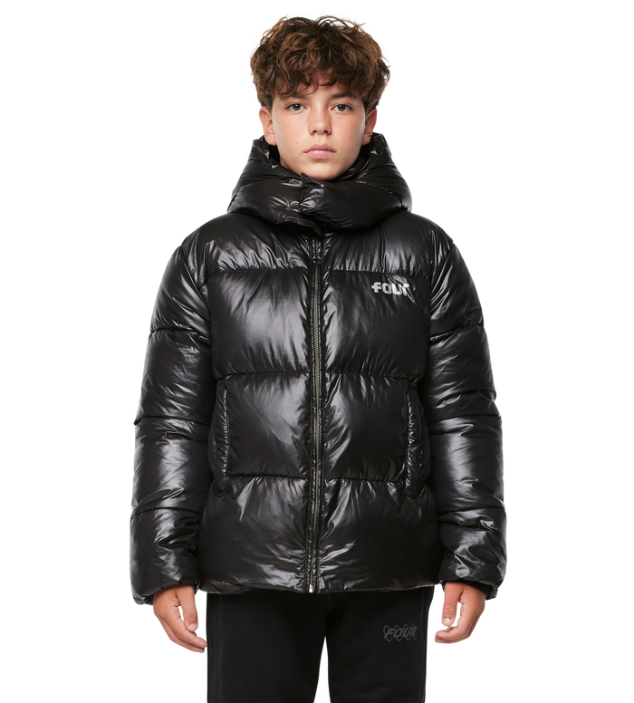 Logo Long Puffer Jacket Black