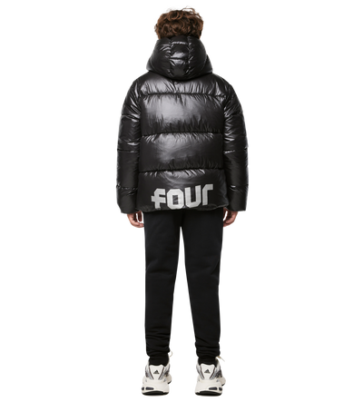 Logo Long Puffer Jacket Black