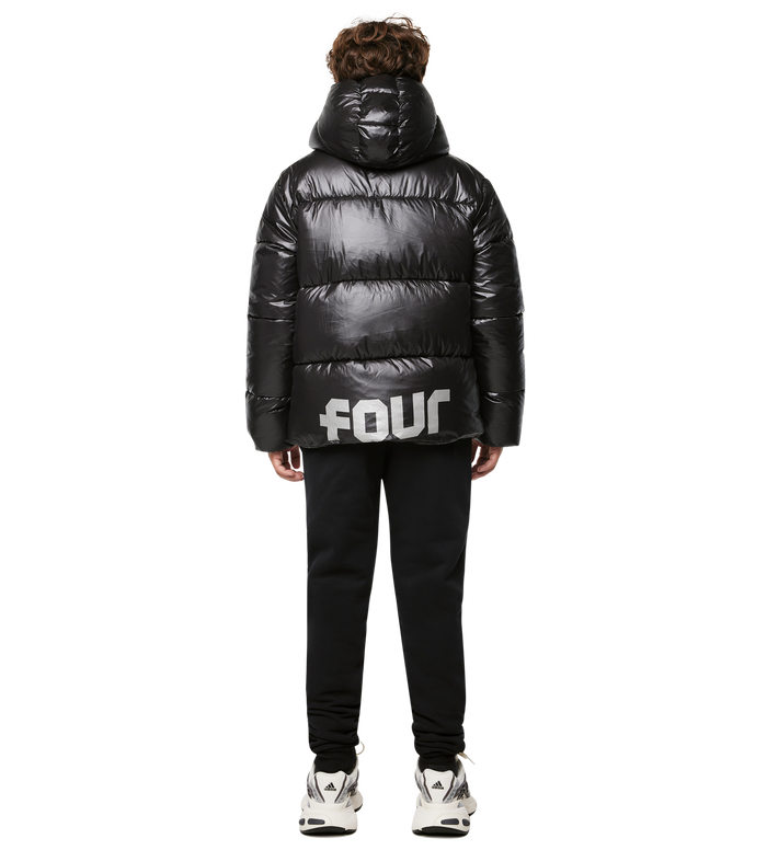 Logo Long Puffer Jacket Black