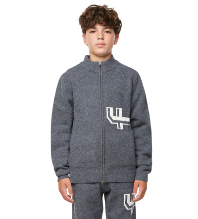 Knitted Zip Up Dark Grey