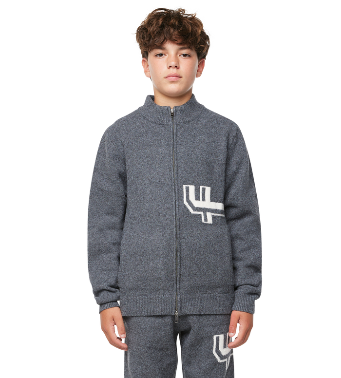 Gebreide Zip-Up Donkergrijs