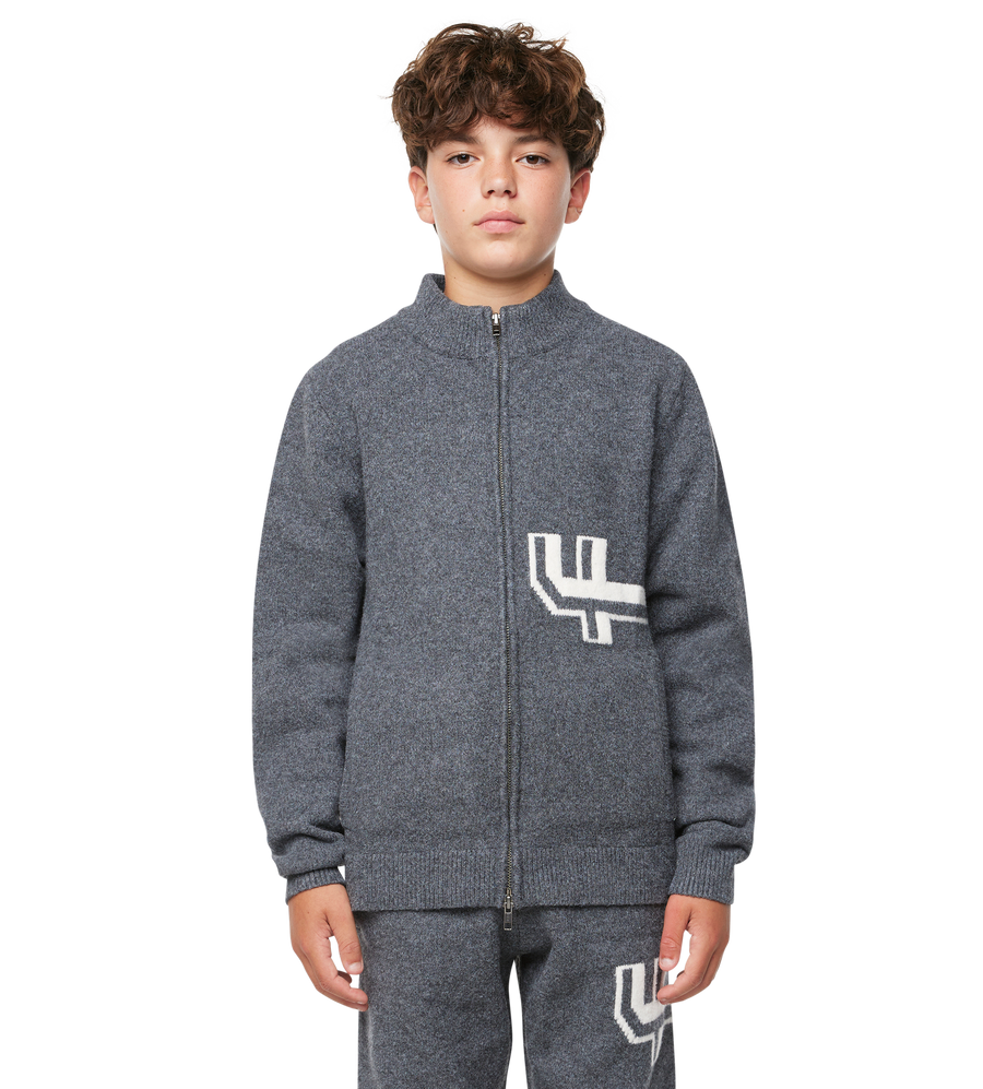 Gebreide Zip-Up Donkergrijs