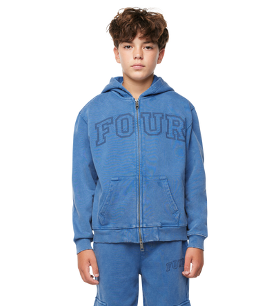 Arch Zip Up Hoodie Washed Blauw