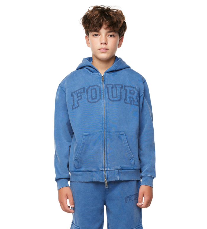 Arch Zip Up Hoodie Washed Blauw