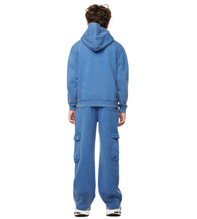 Arch Zip Up Hoodie Washed Blauw