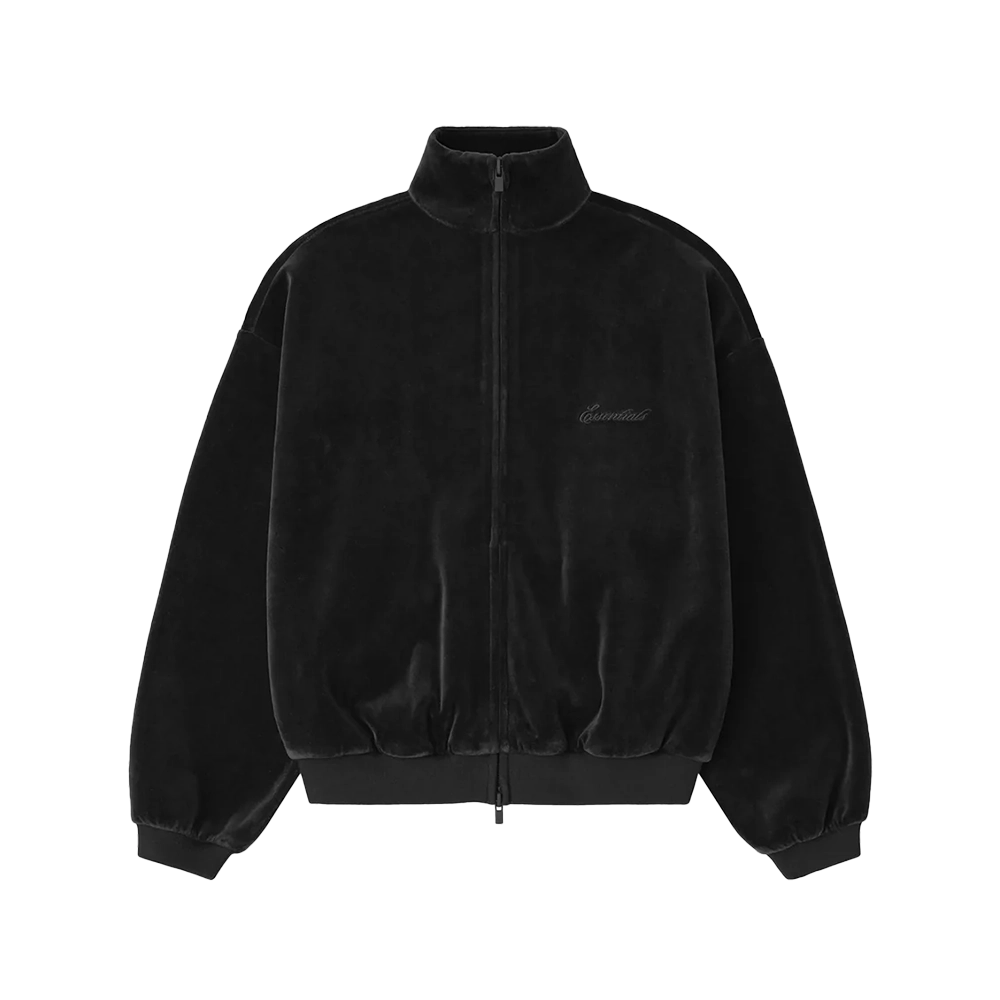Essentials Velour Classic Track Jacket in Vintage Black (Kids)