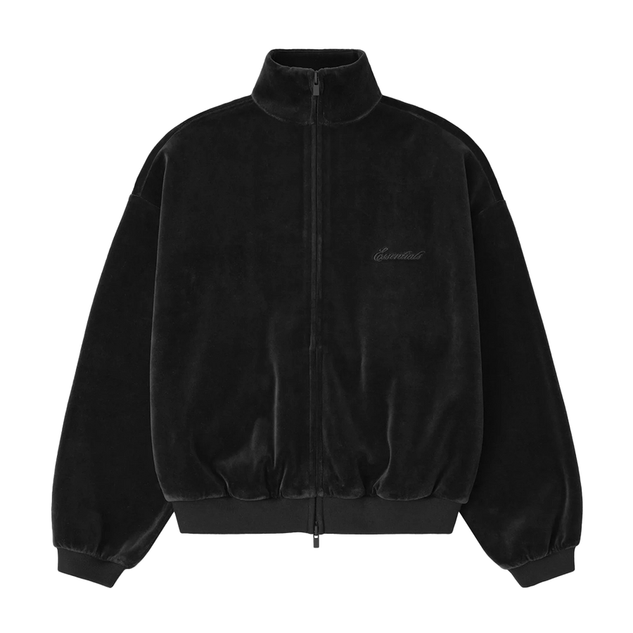 Essentials Velour Classic Track Jacket in Vintage Black (Kids)