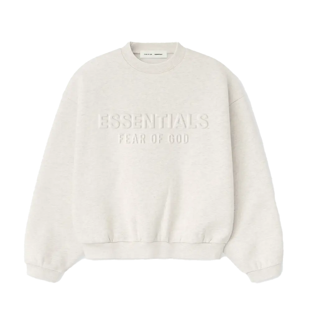 Essentials Embossed Classic Crewneck Sweatshirt in Oatmeal Heather (Kids)