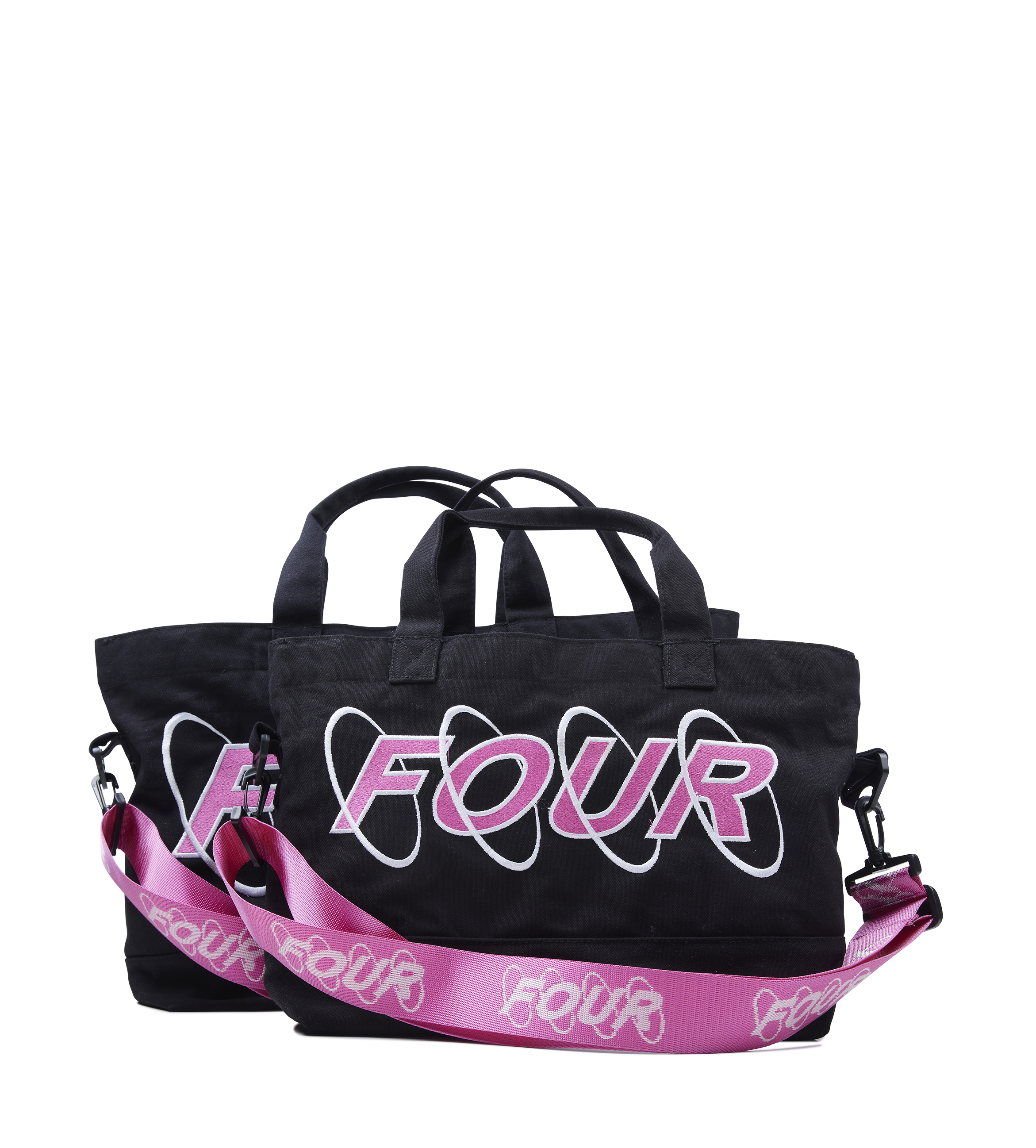 Circles Embroidery Shopper Small White/ Pink