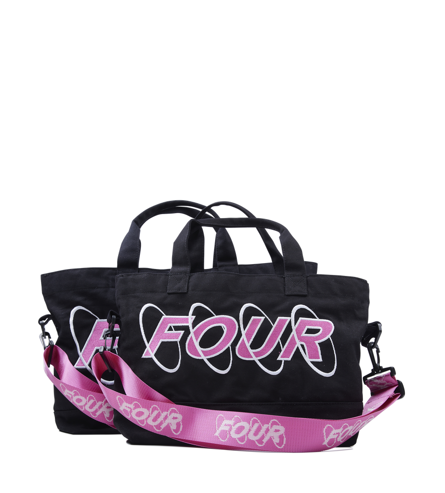 Circles Embroidery Shopper White/ Pink