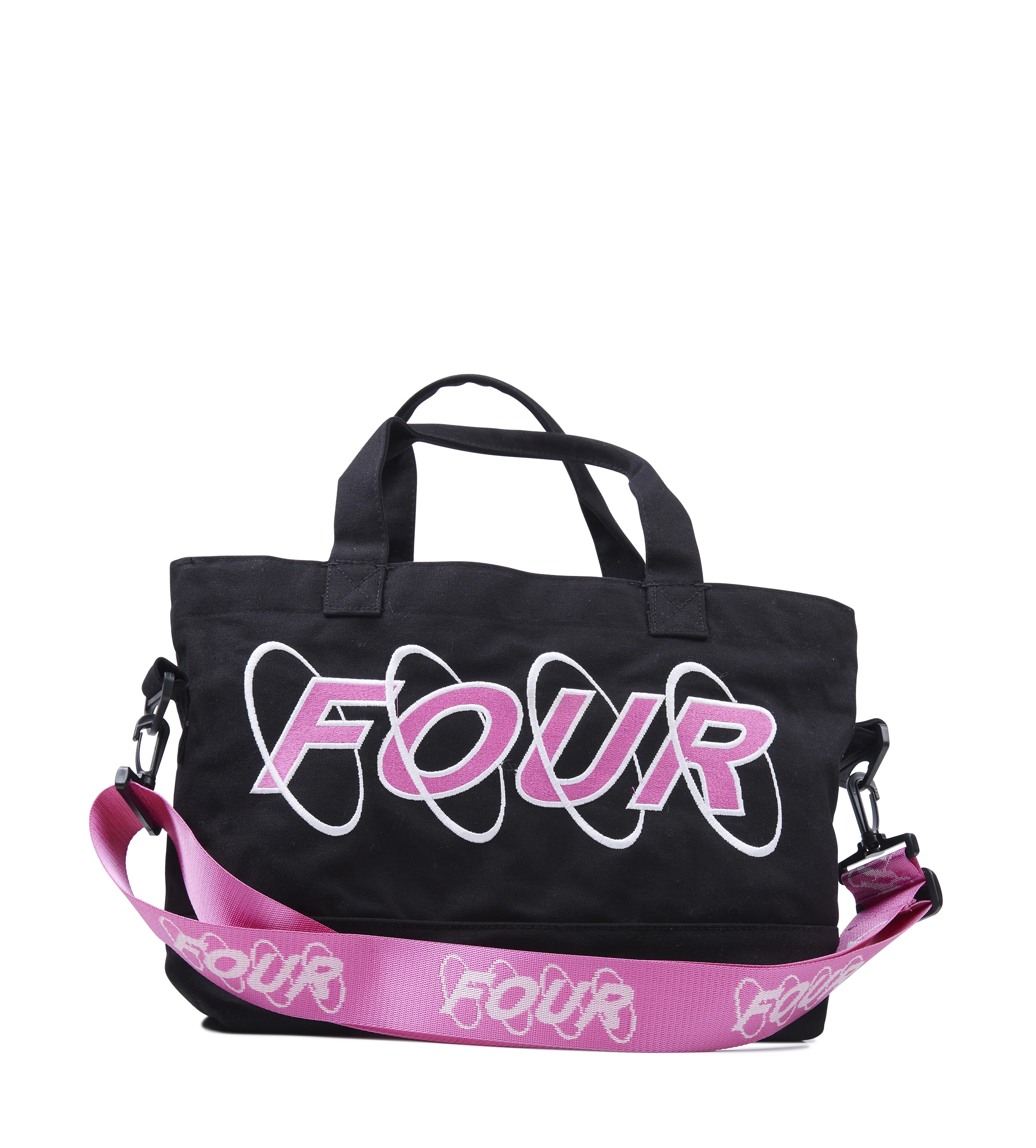 Circles Embroidery Shopper White/ Pink
