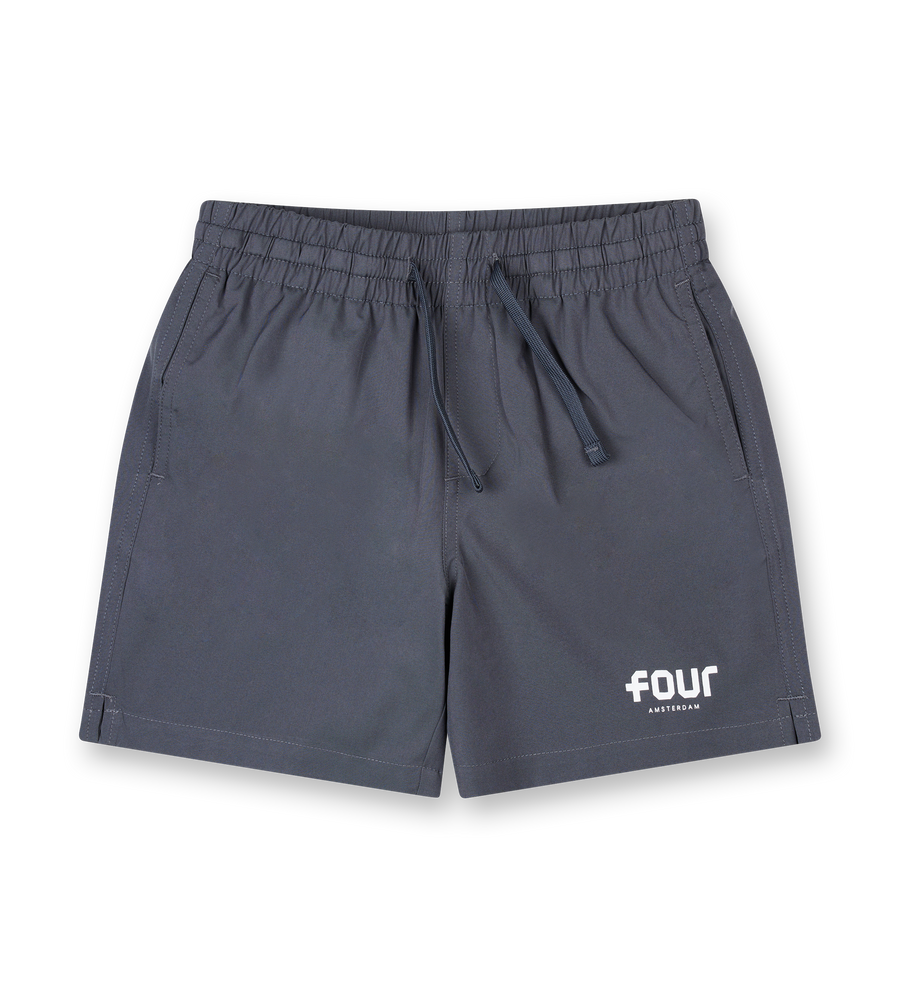 Logo Swim Short Asphalt/ White