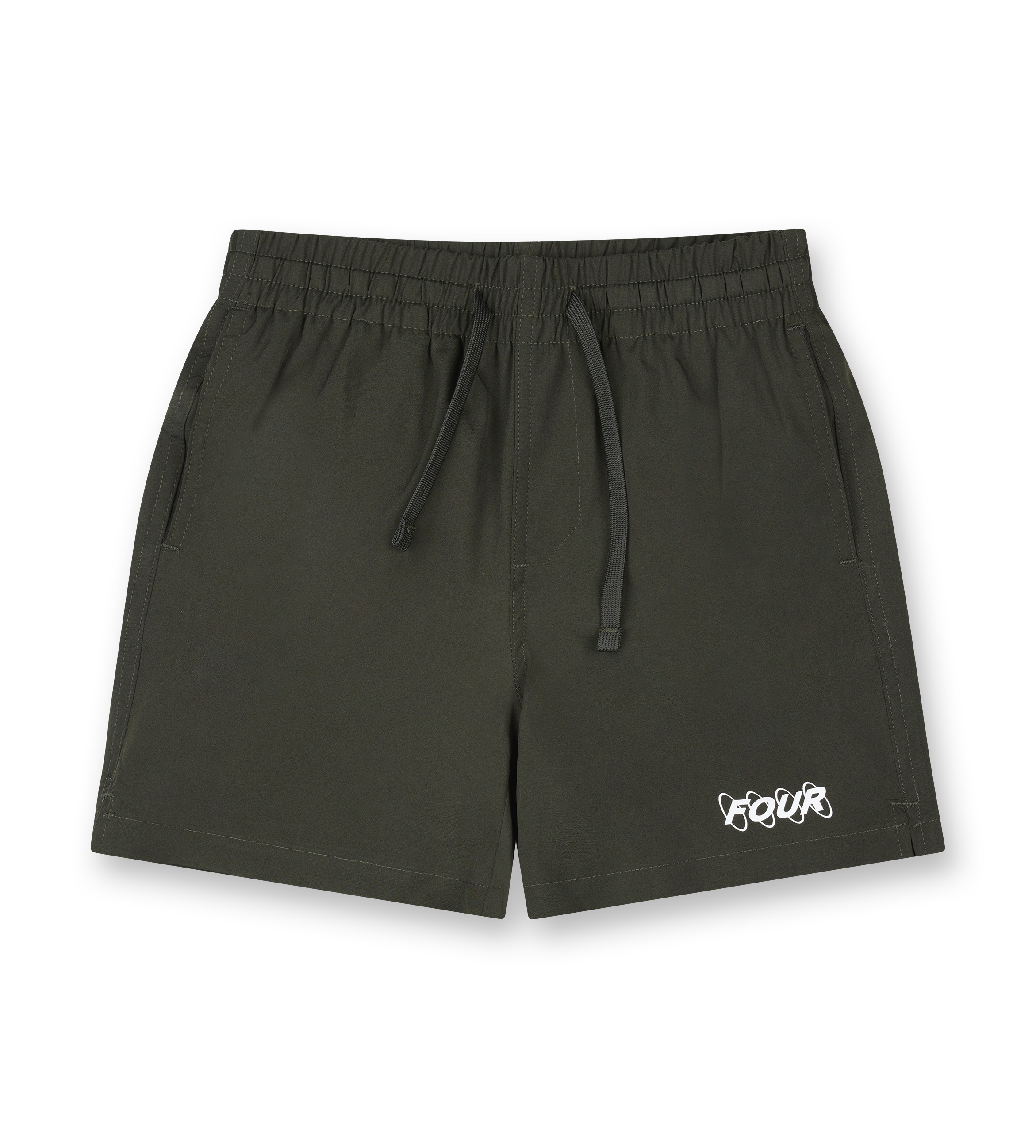 Circles Logo Swim Short Army Green/ White