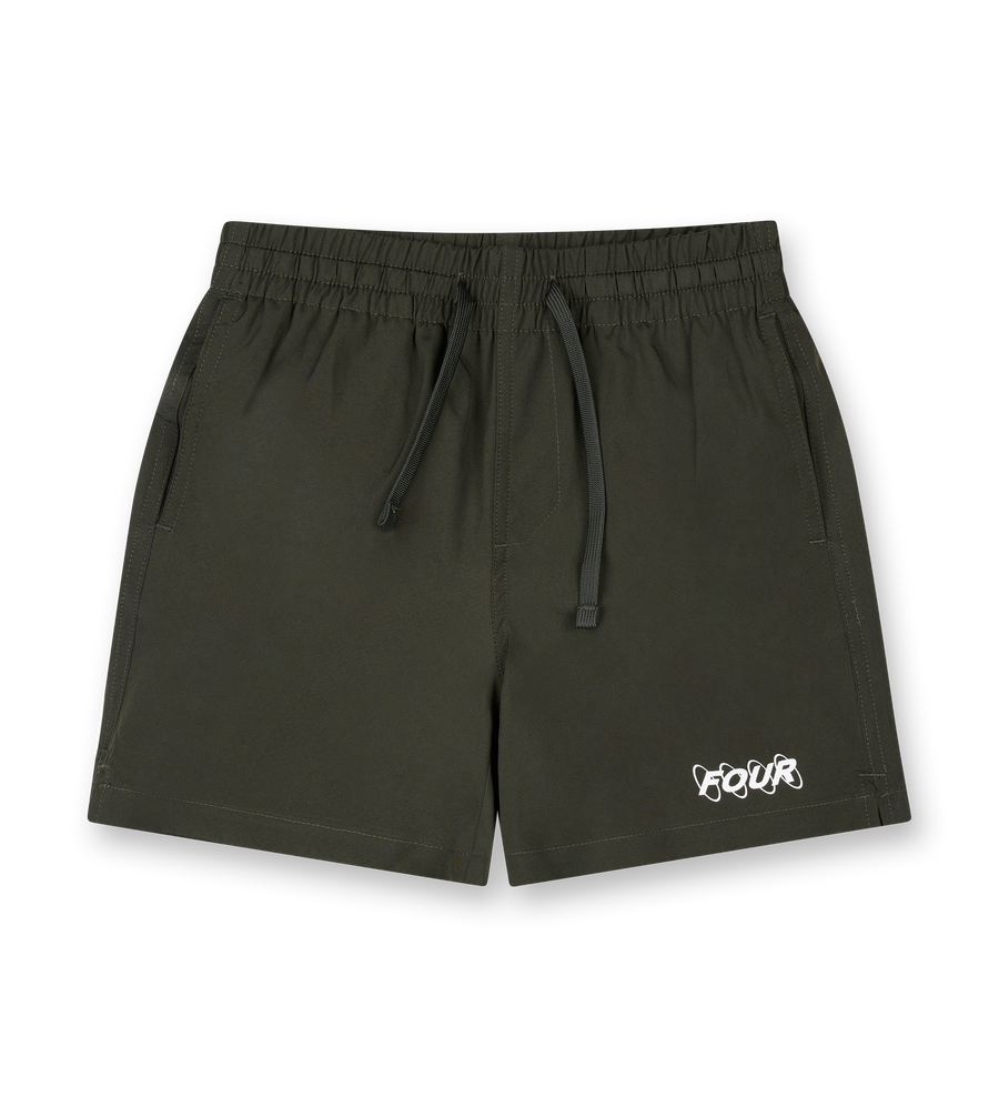 Circles Logo Swim Short Army Green/ White