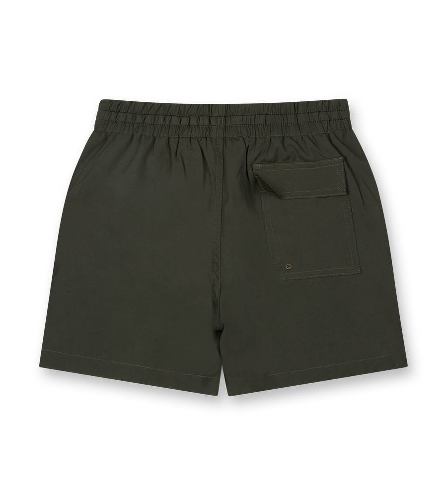 Circles Logo Swim Short Army Green/ White