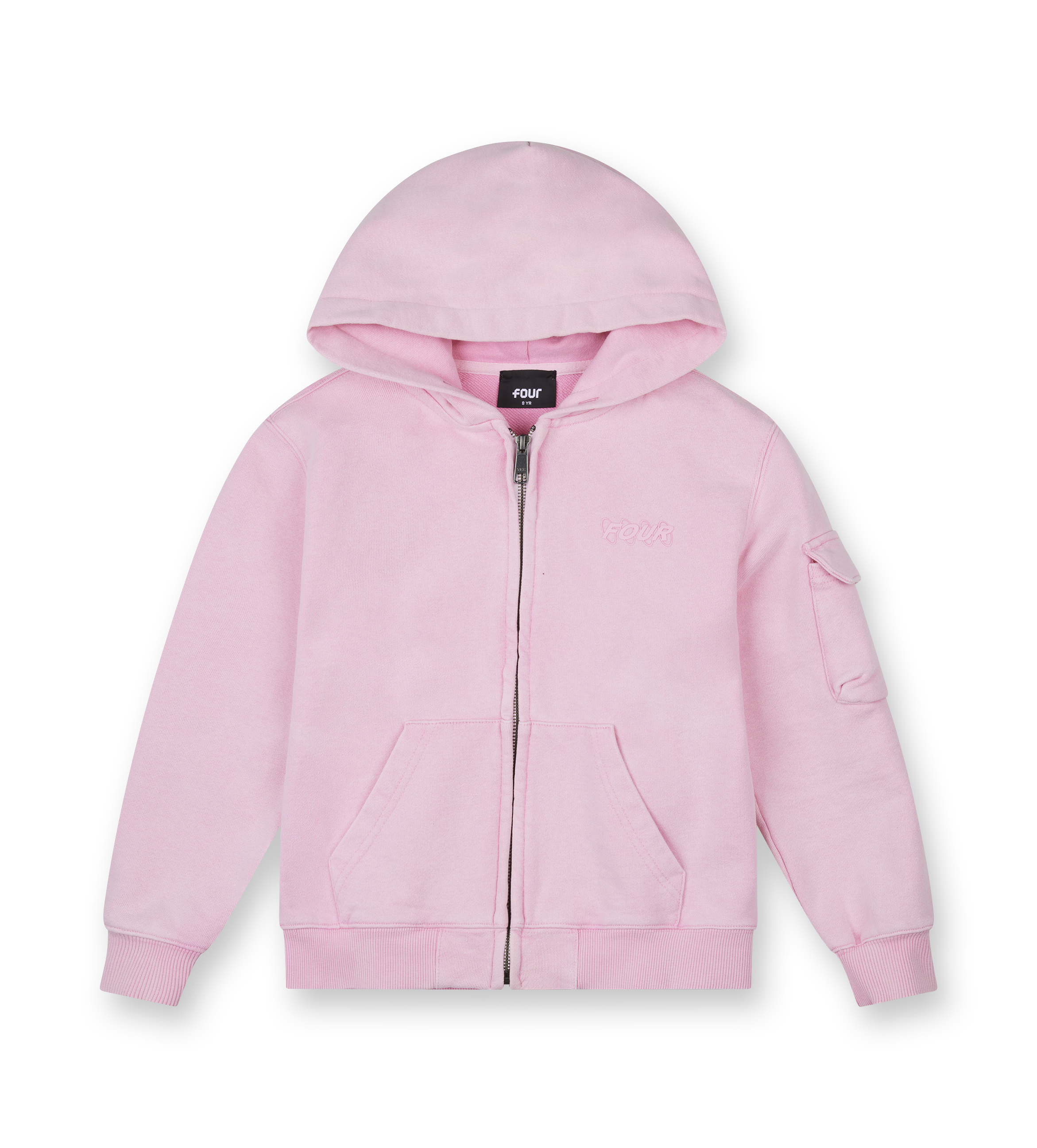 Circles Boxy Zip Hoodie Washed Candy Pink