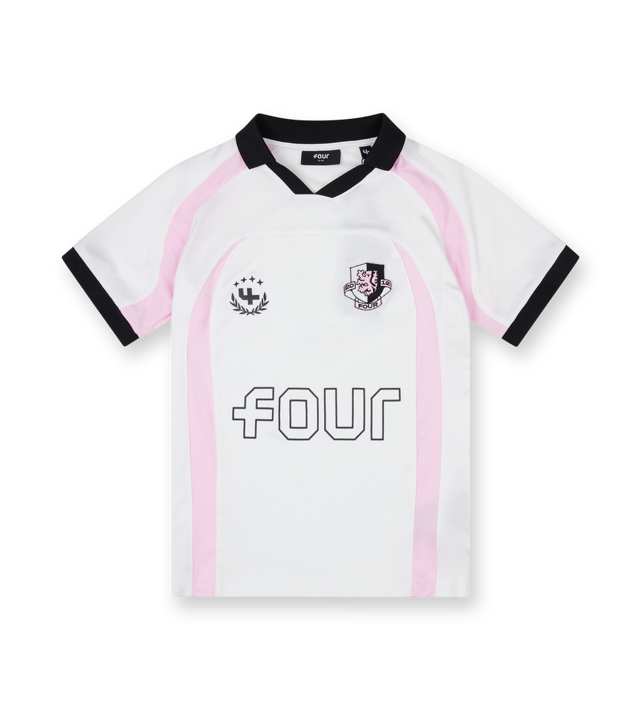 Kids Football T-shirt - C9 Logo – White/ Soft Pink