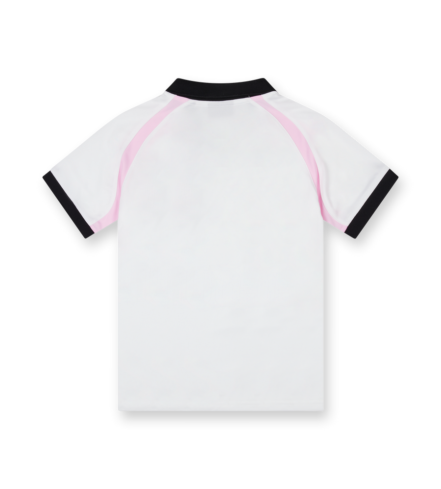 Kids Football T-shirt - C9 Logo – White/ Soft Pink