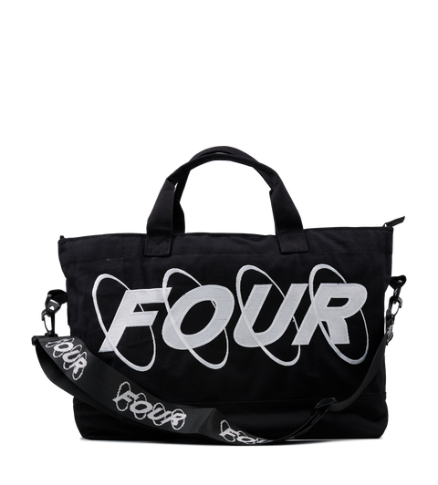 Circles Embroidery Shopper White