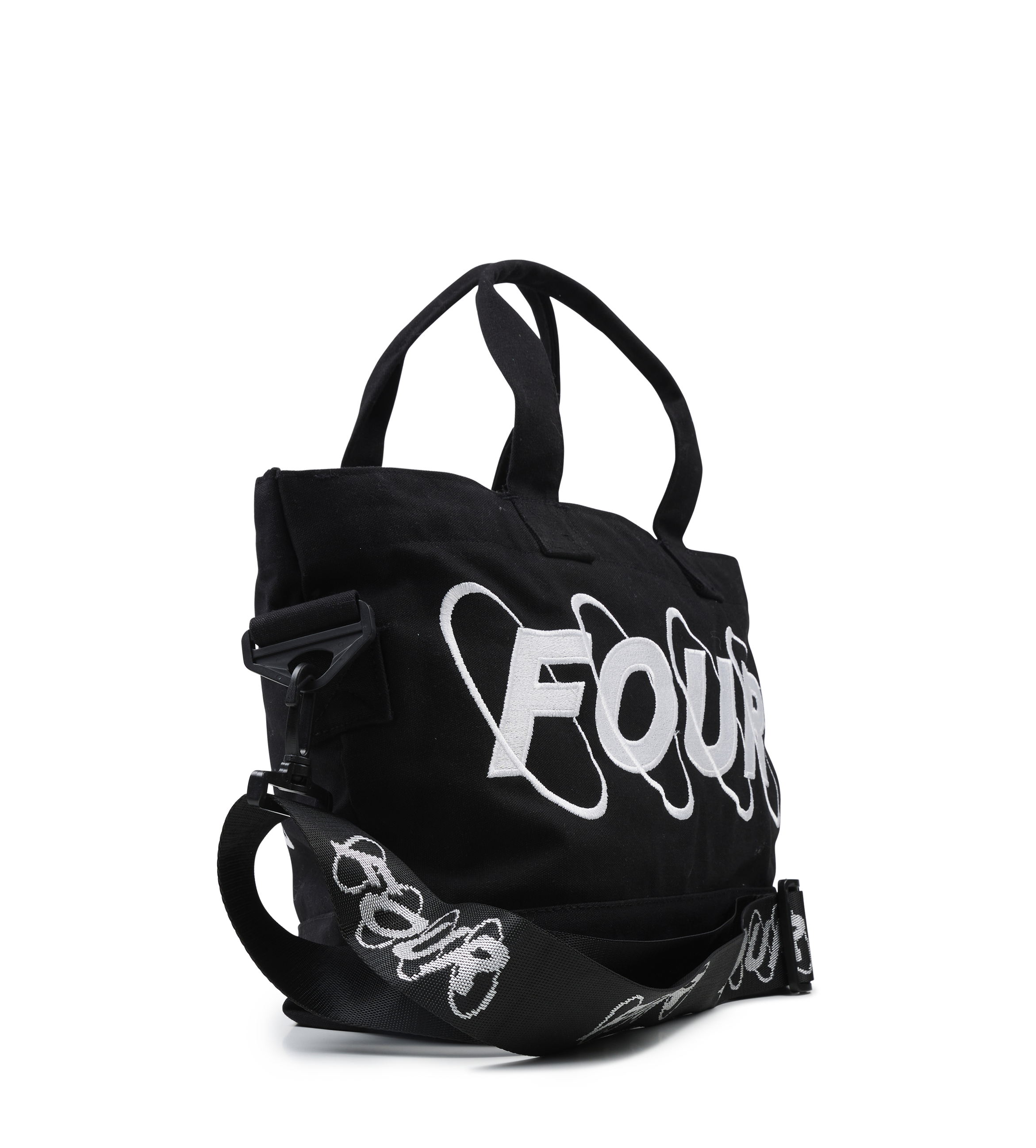 Circles Embroidery Shopper Small White