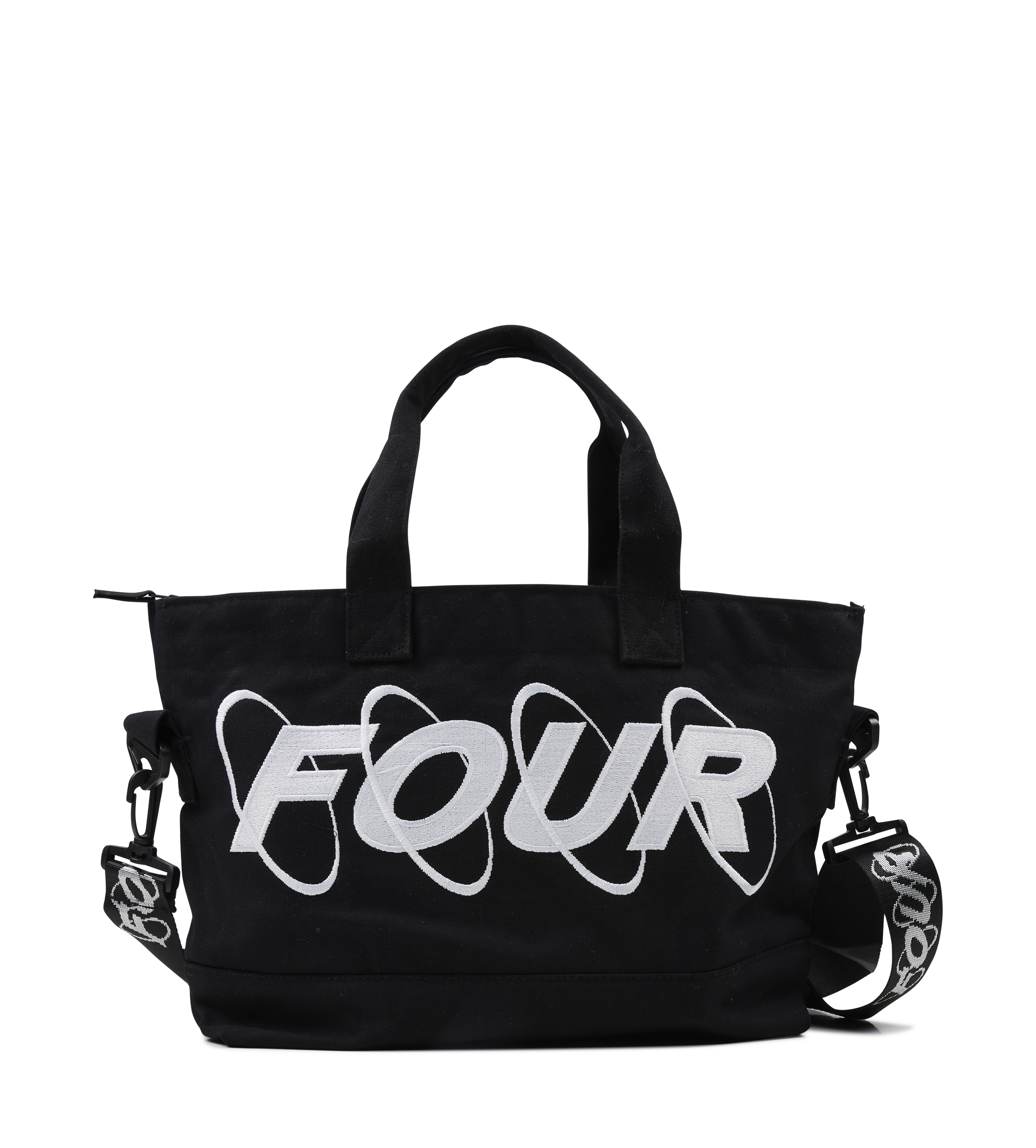 Circles Embroidery Shopper Small White