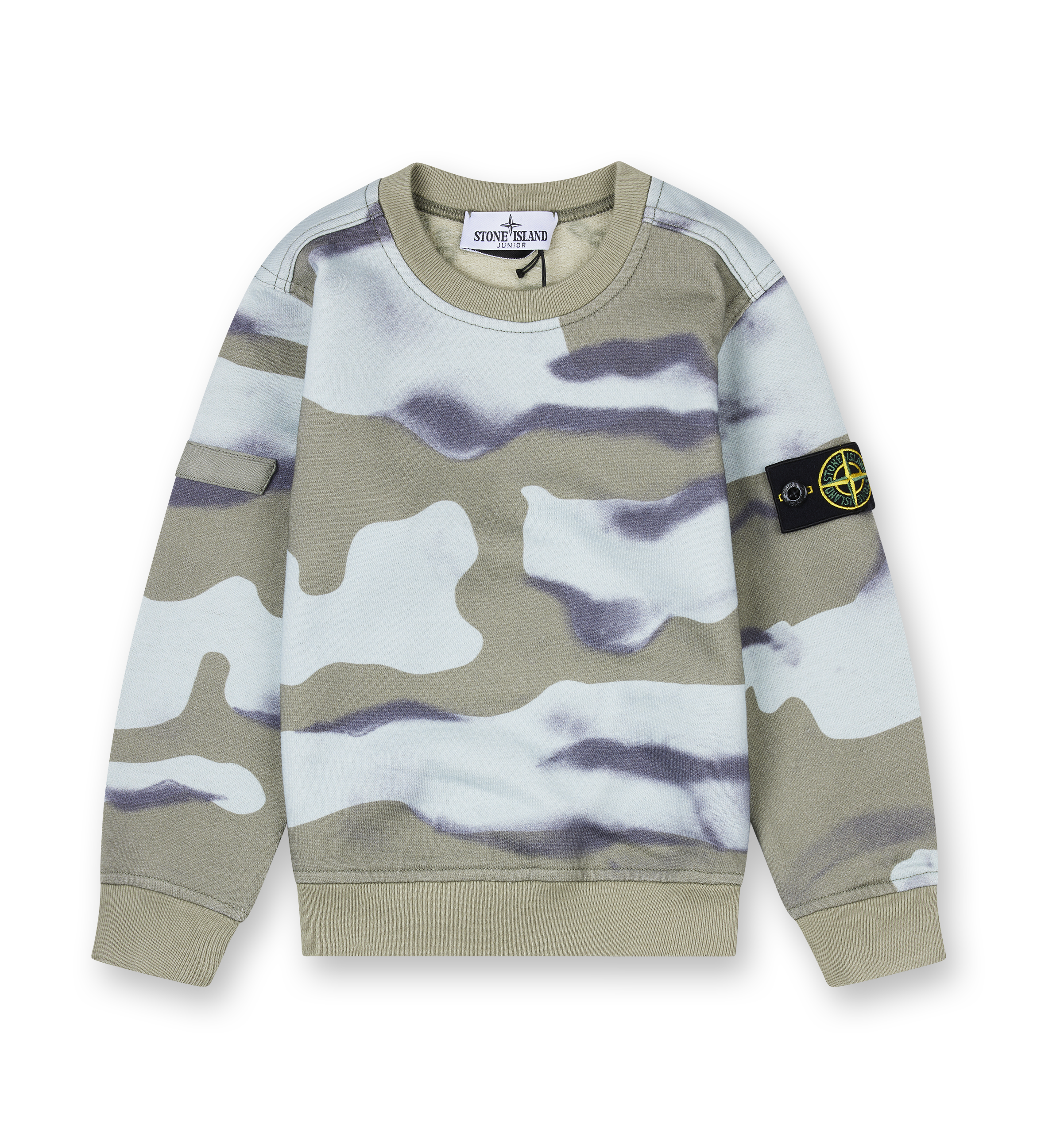 Crewneck sweatshirt with camouflage print