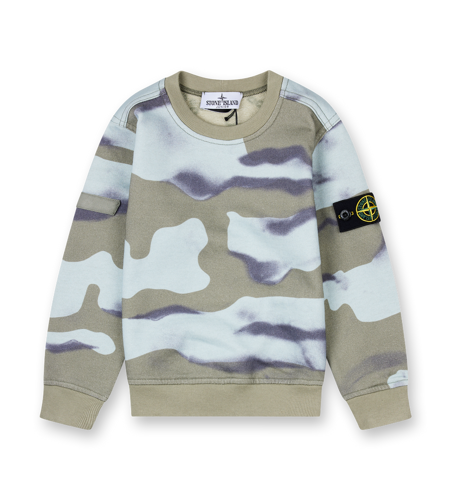 Crewneck sweatshirt with camouflage print