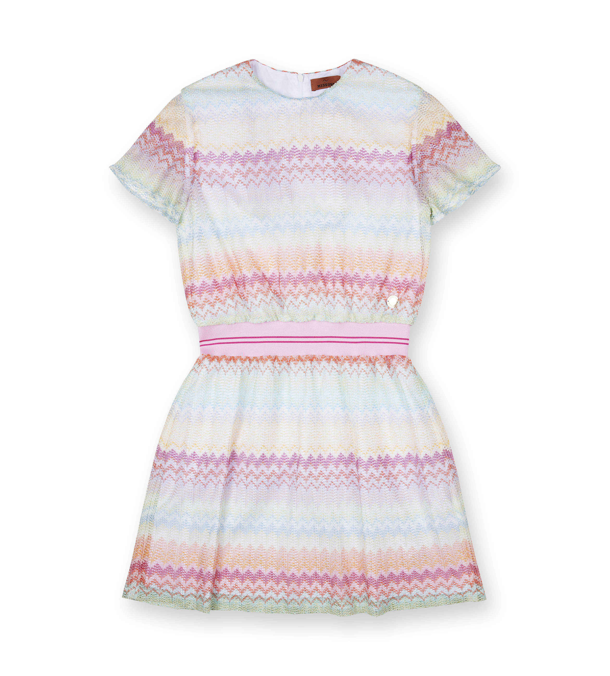 Zigzag-Woven Dress - Greenish/Fuchsia