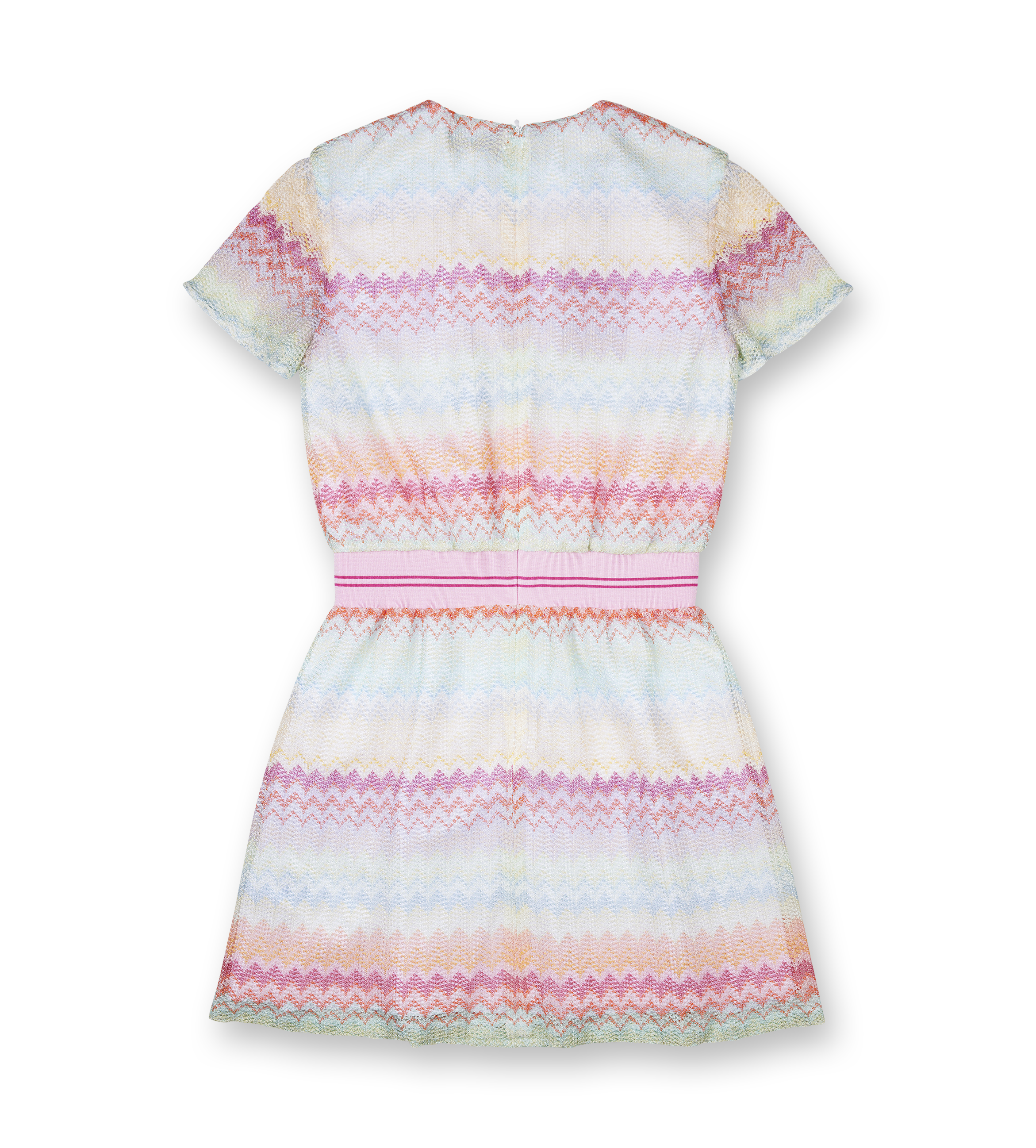 Zigzag-Woven Dress - Greenish/Fuchsia