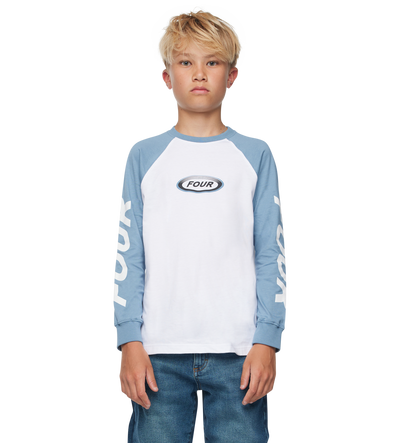 Reconstructed Raglan Longsleeve Blauw/Wit