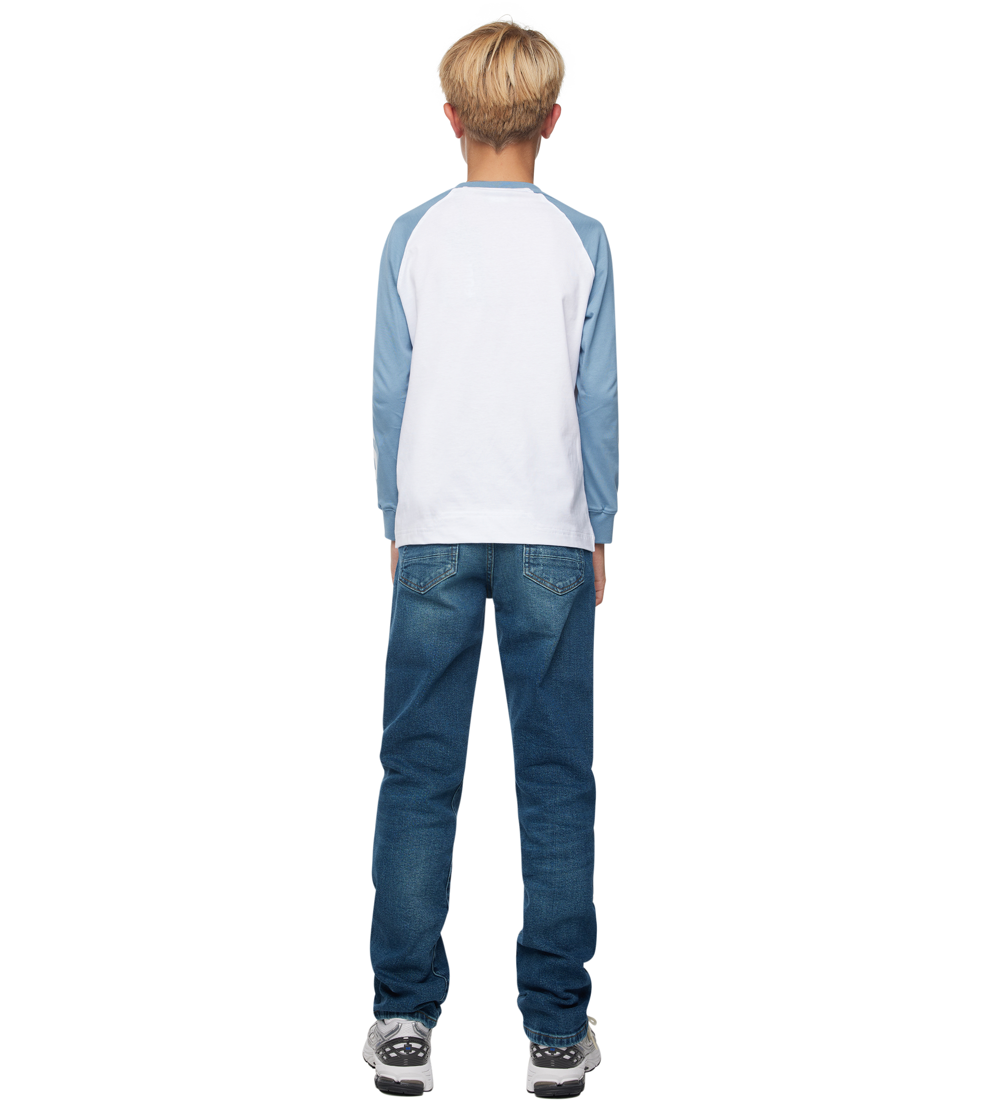 Reconstructed Raglan Longsleeve Blauw/Wit