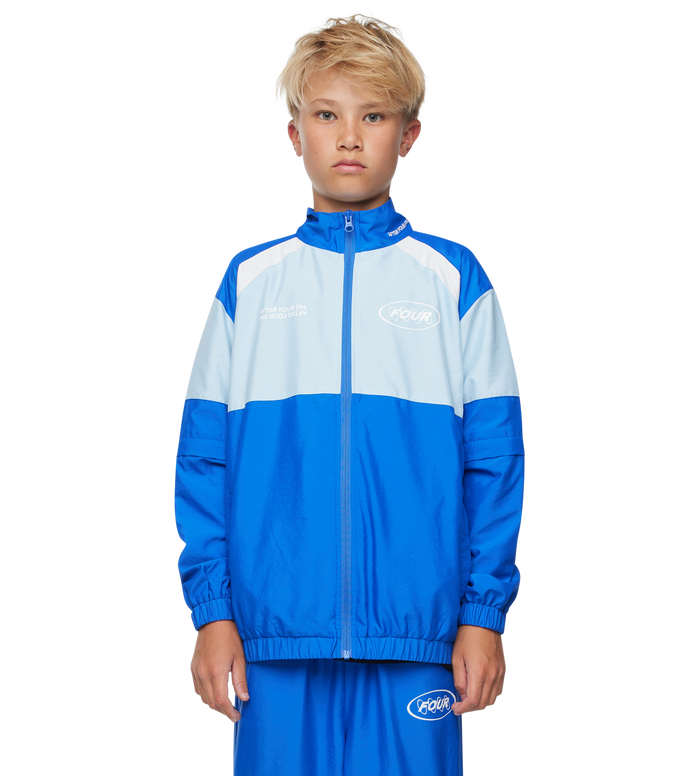 Contained Circles Zip Off Sleeve Jacket Blue