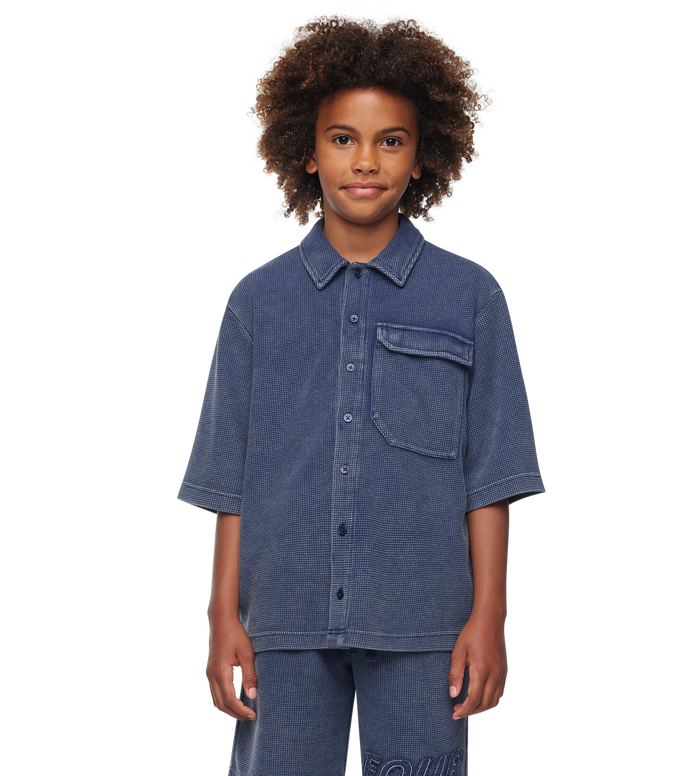 Reconstructed Circles Bowling Shirt Dark Blue