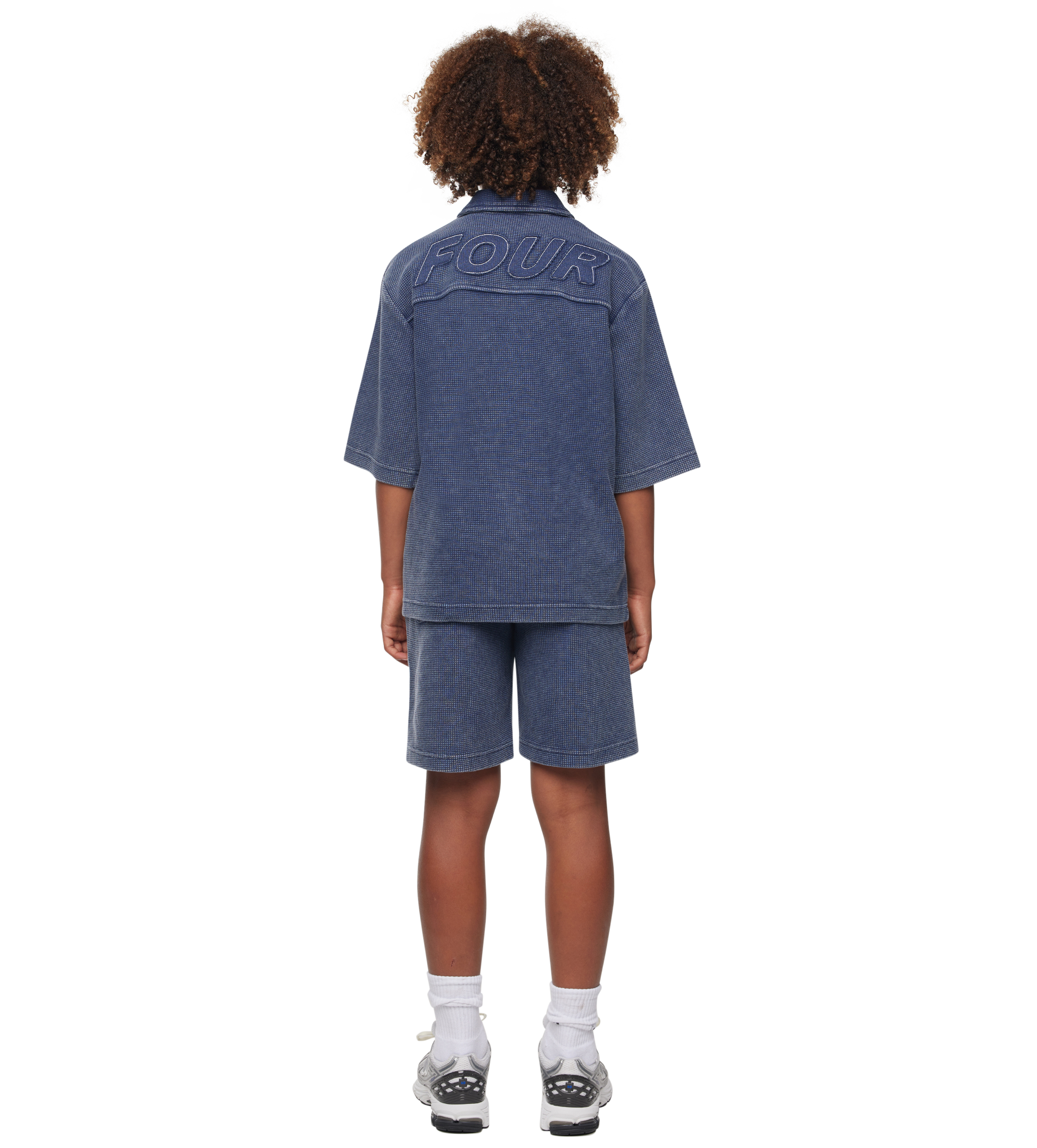 Reconstructed Circles Bowling Shirt Donkerblauw