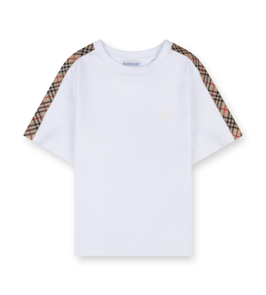 Burberry Cedar Check Tape T-Shirt in White (Kids)