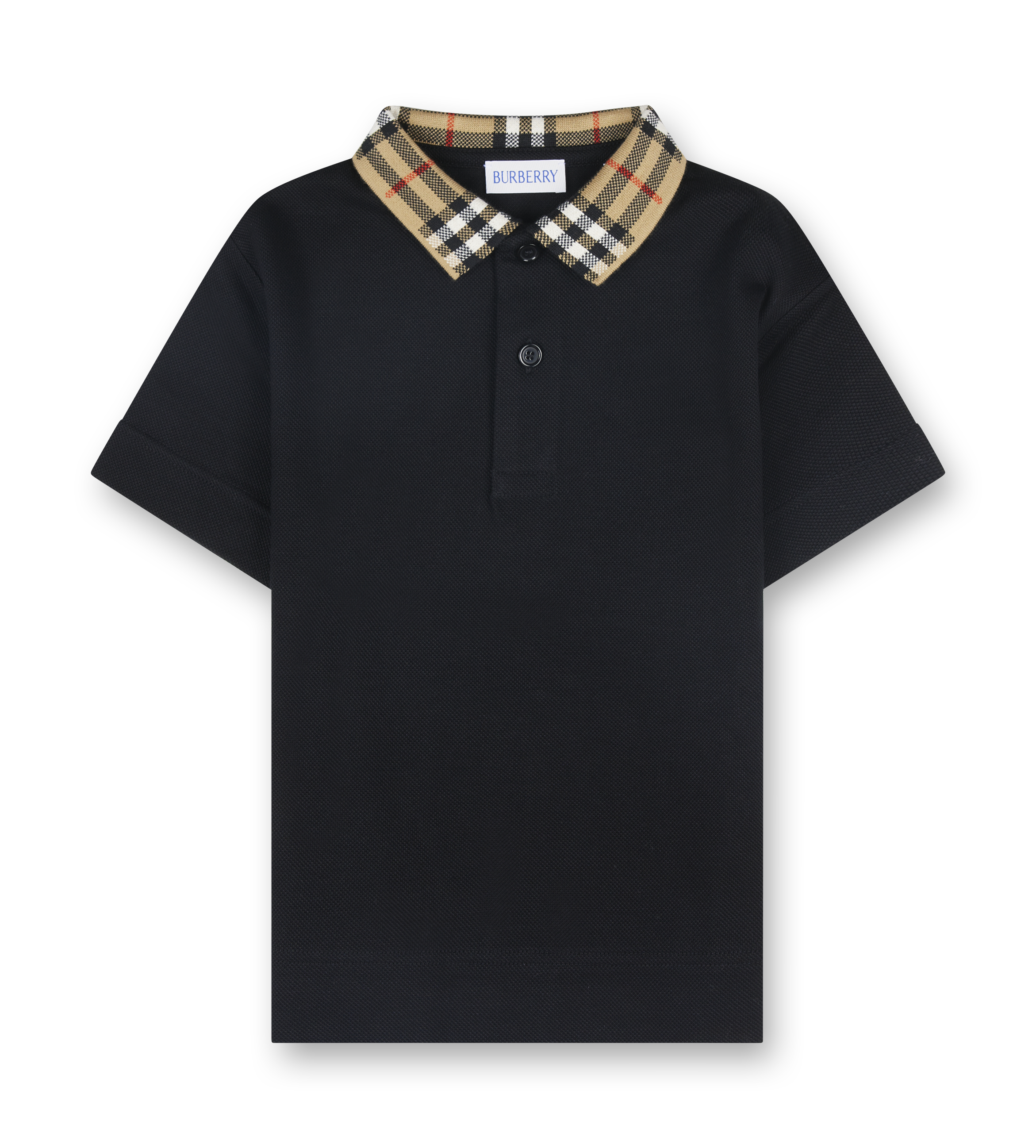 Burberry Johane Checked Collar Polo Shirt in Black (Kids)