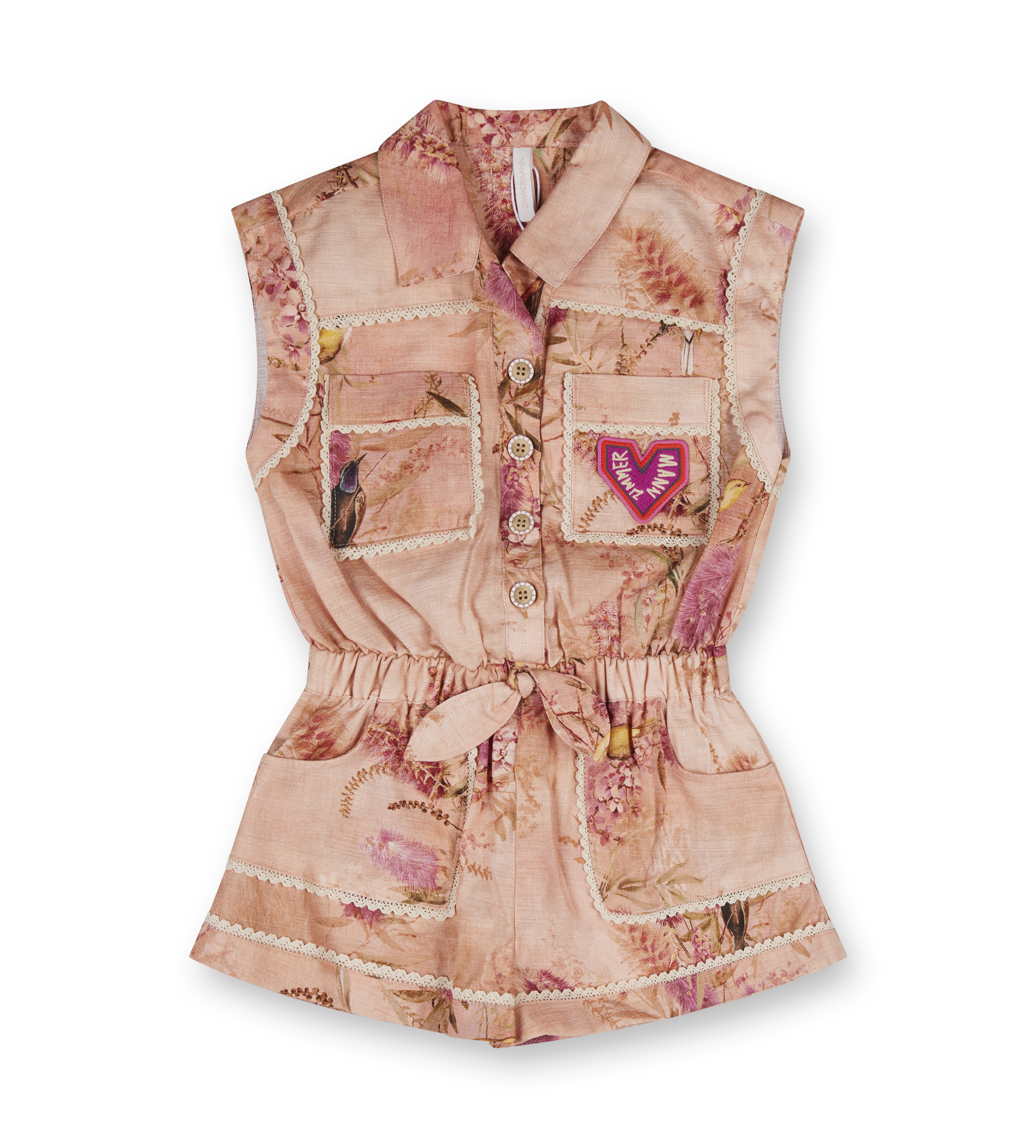 Zimmerman Cascadian Pocket Playsuit Pink Botanical Floral