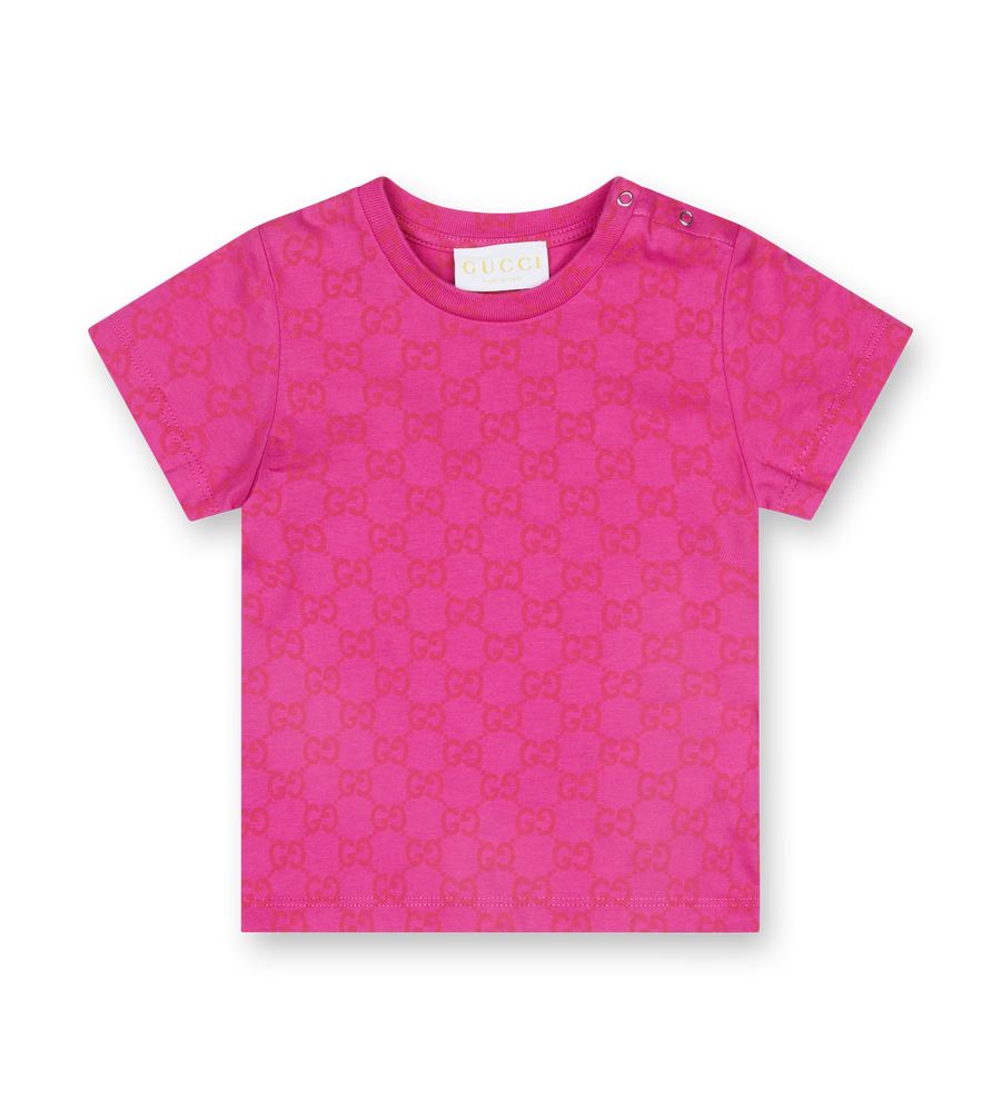 GUCCI Logo Print Cotton T-shirt Happy Fuchsia (Baby)