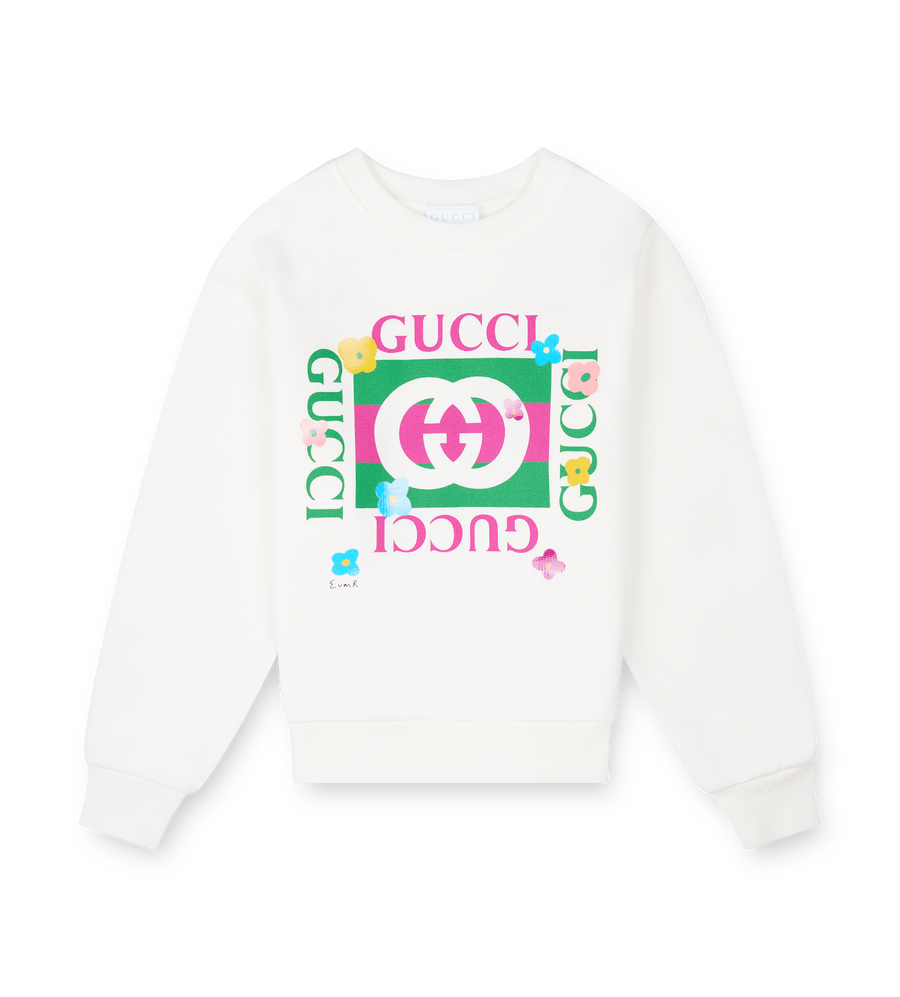 Gucci Floral Print Sweatshirt Felted Cotton White (Kids)