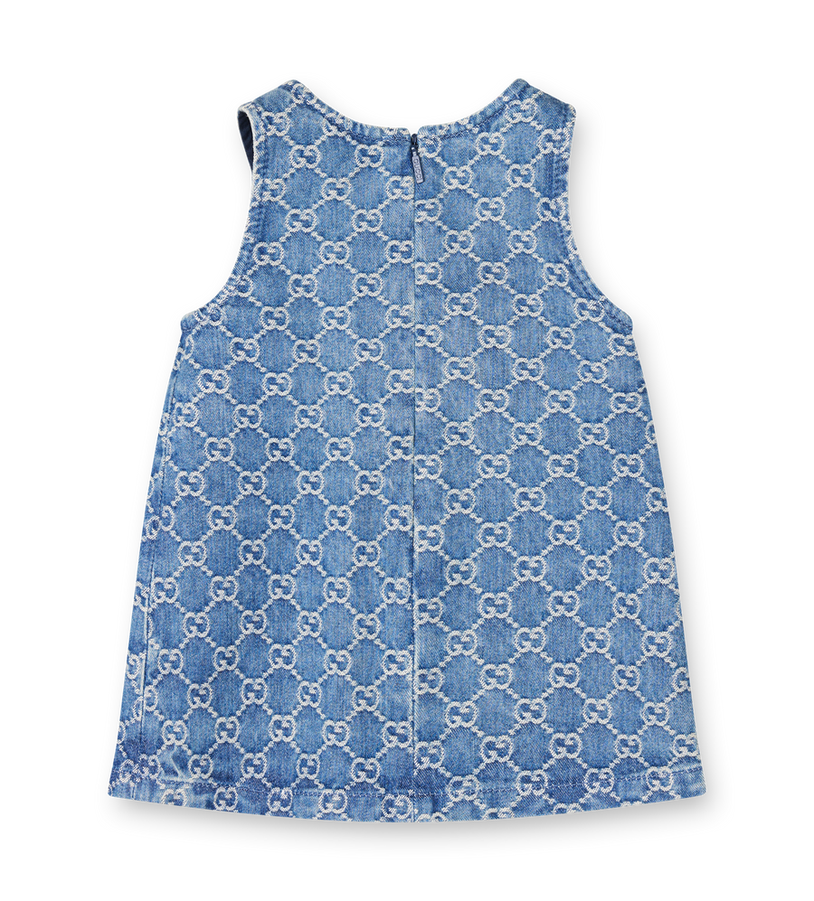 Gucci Certified Denim GG Print Pinafore Dress Deep Azure (Infant)