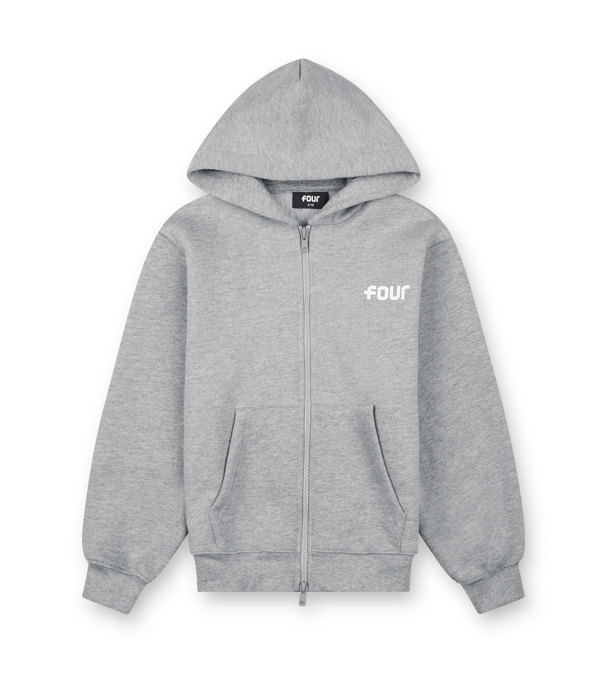 Logo Boxy Zip Up Hoodie Grey Melange