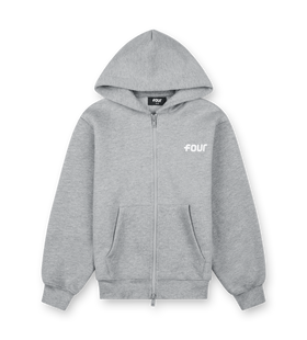 Logo Boxy Zip Up Hoodie Grey Melange