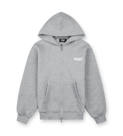 Logo Boxy Zip Up Hoodie Grijs Melange