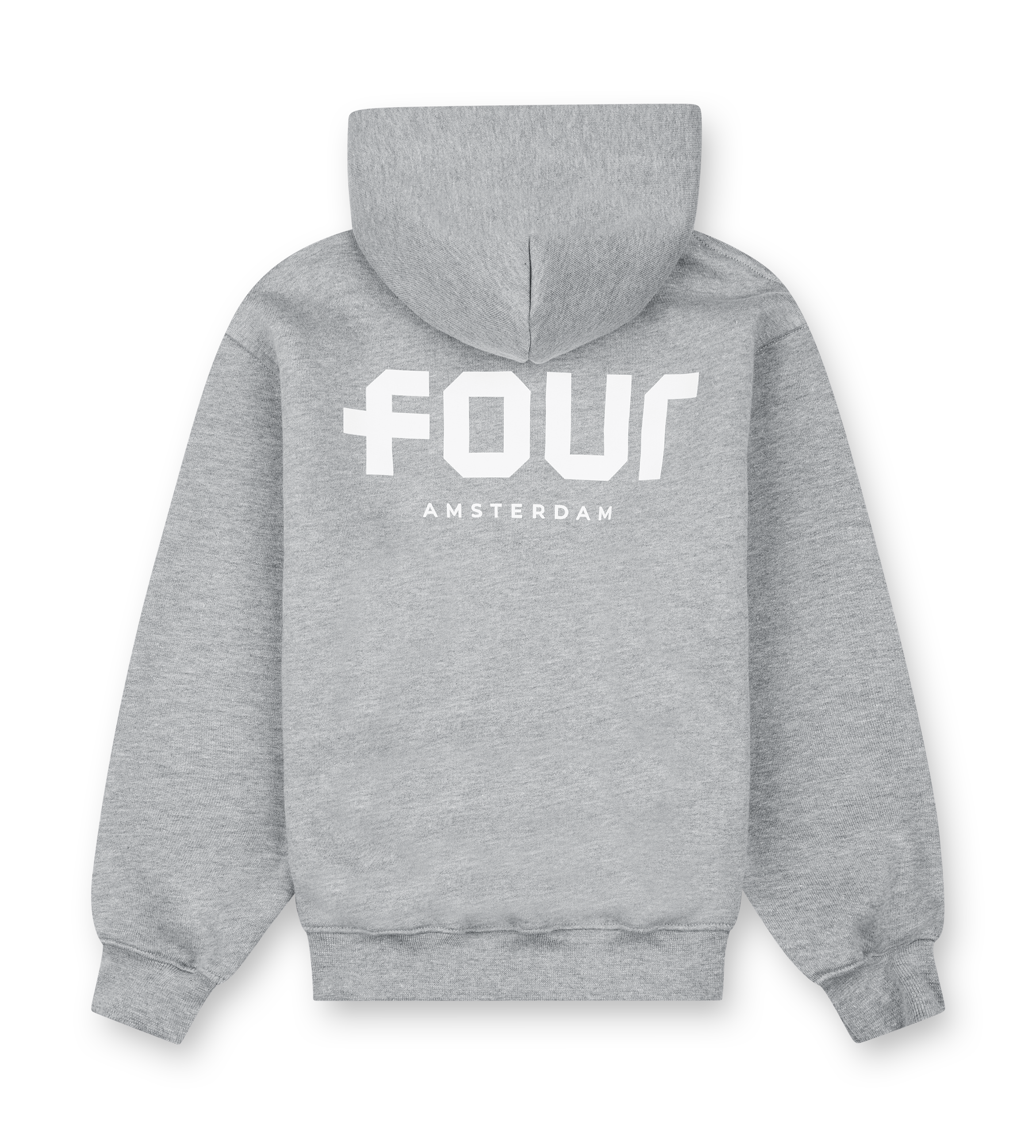 Logo Boxy Zip Up Hoodie Grey Melange